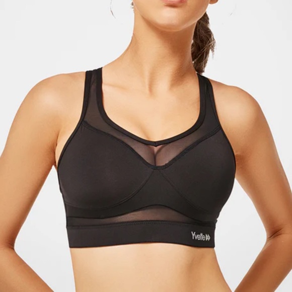 Black Mesh Yvette Sports Bra - Picture 1 of 4